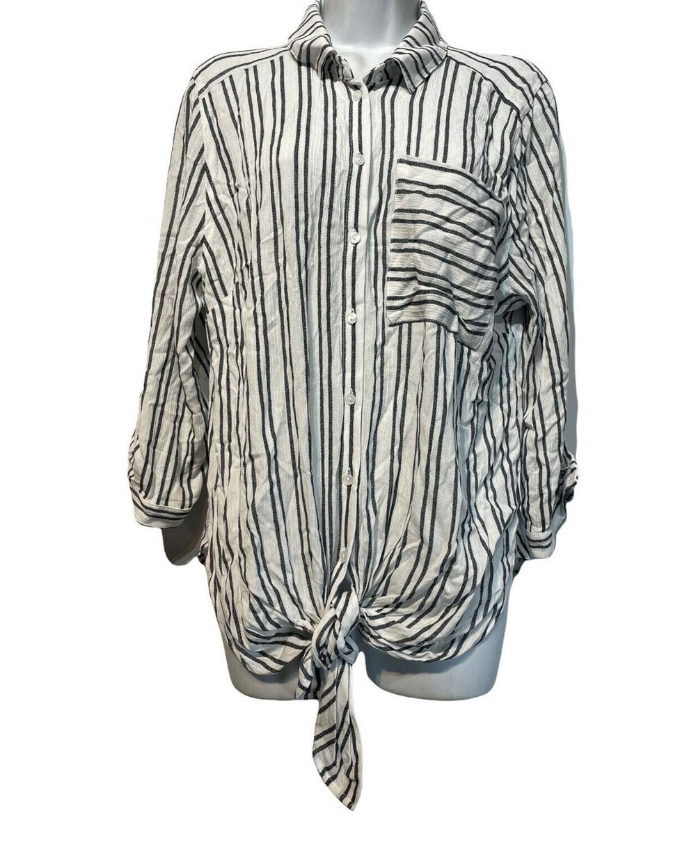 Vixbe Women’s Size M Striped Thompkins Front Tie Front Blouse Top